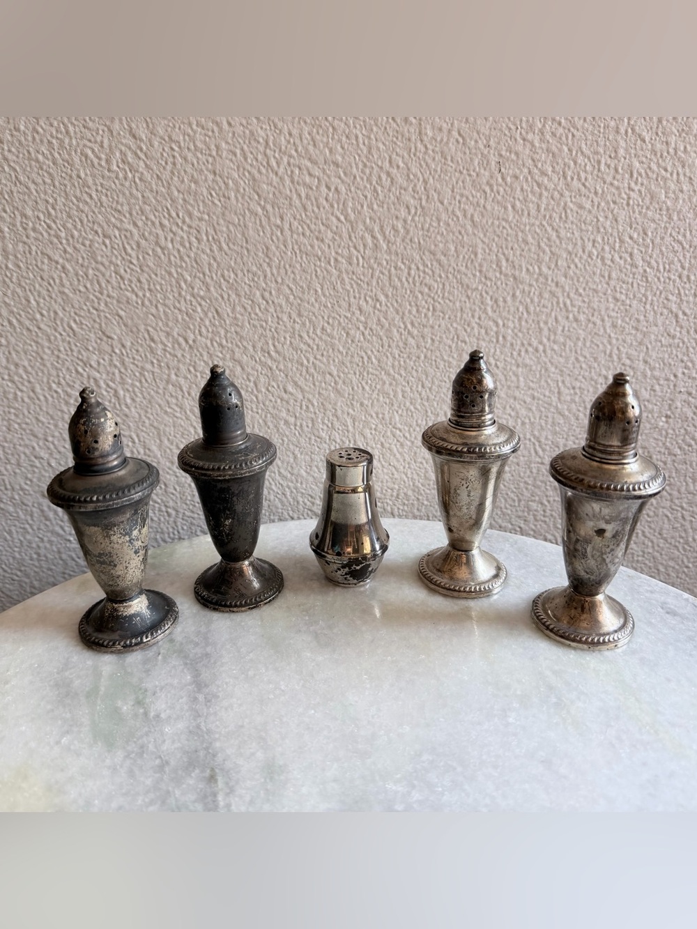 Vintage Duchin Creation Salt Pepper Shakers Weighted Sterling Silver Over Glass